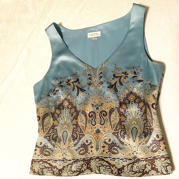 Tahari Tops - Light Blue Silk Tahini Top